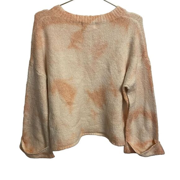 Anthropologie Oversized Knit Tie Dye V-Neck Sweater Cream Orange Size XS - Picture 5 of 8
